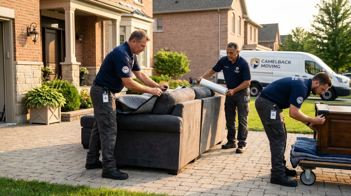 Large estate moving crew wrapping furniture in Continental, OH